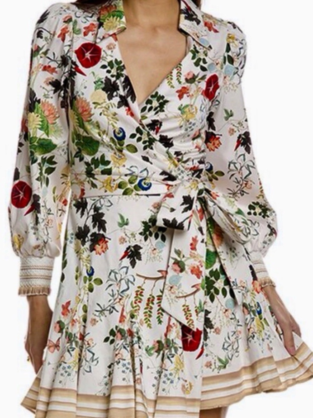 Alice  + Olivia Alisa Vanilla Kiss Faux Wrap Shirt Mini Dress NWT Sz 8